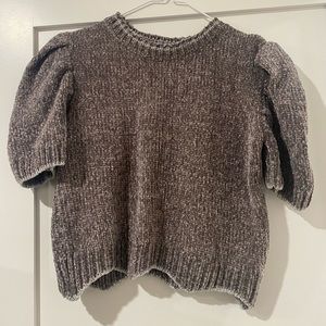 English factory puffy sleeve short sleeve cropped sweater - sparkly!!